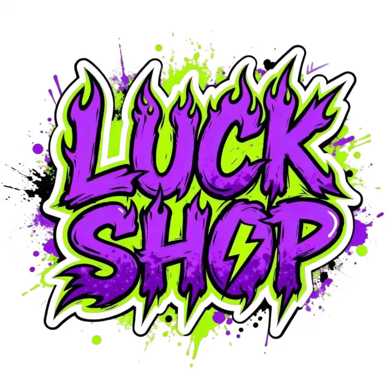 LUCK SHOP 紫色荧光绿涂鸦标识